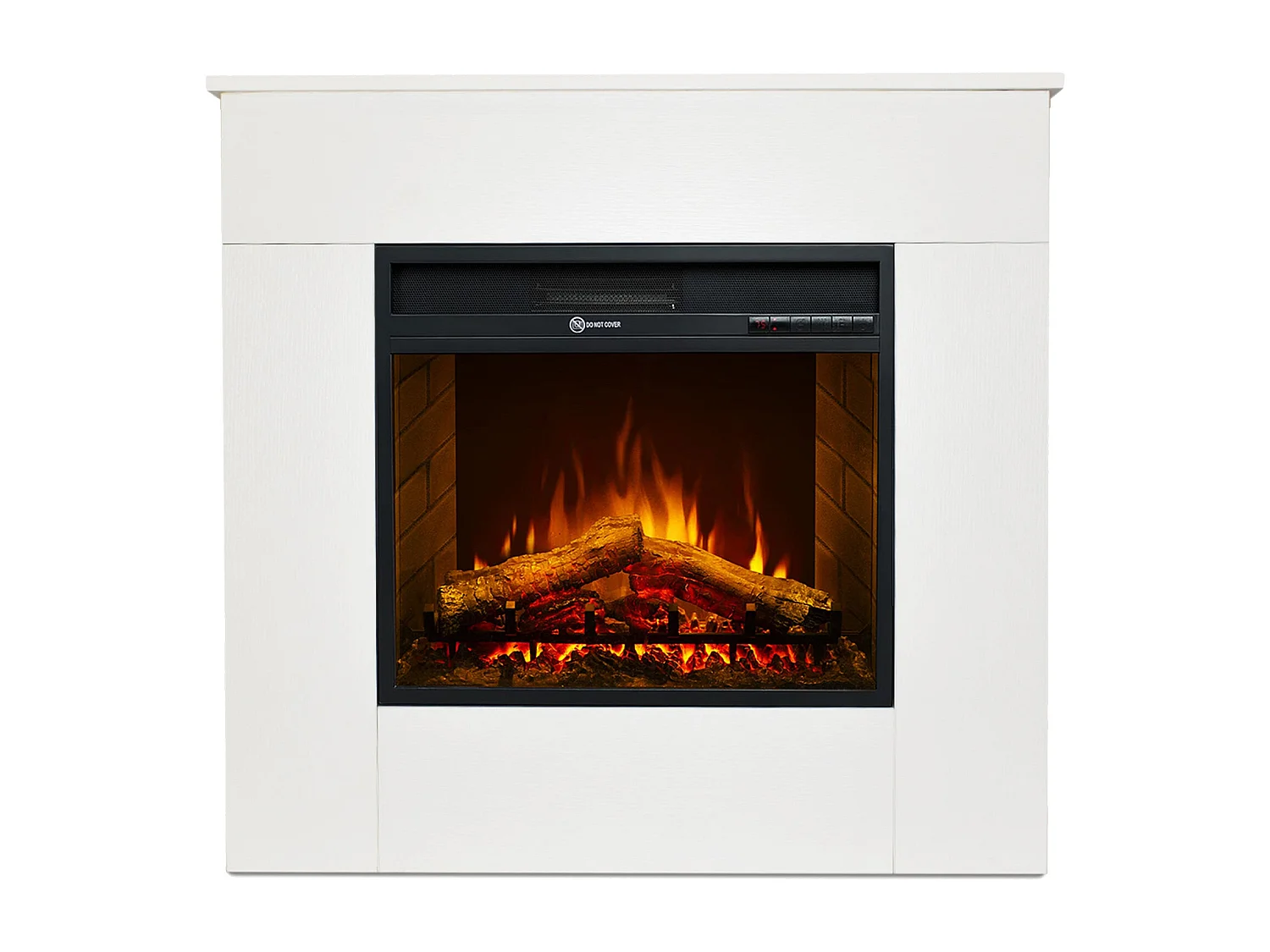 Cheminée électrique, cheminée au sol, bois blanc, Made in Italy, MICHELANGELO, 96x36x90h