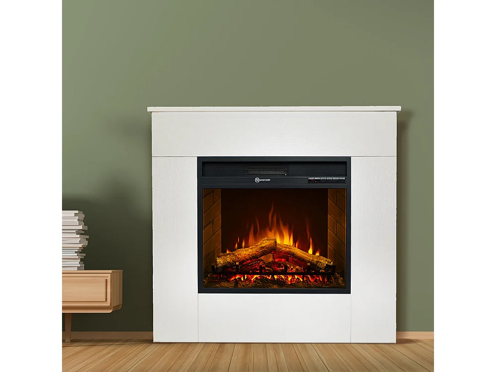 Elektrische haard, staande haard, wit hout, Made in Italy, MICHELANGELO, 96x36x90h