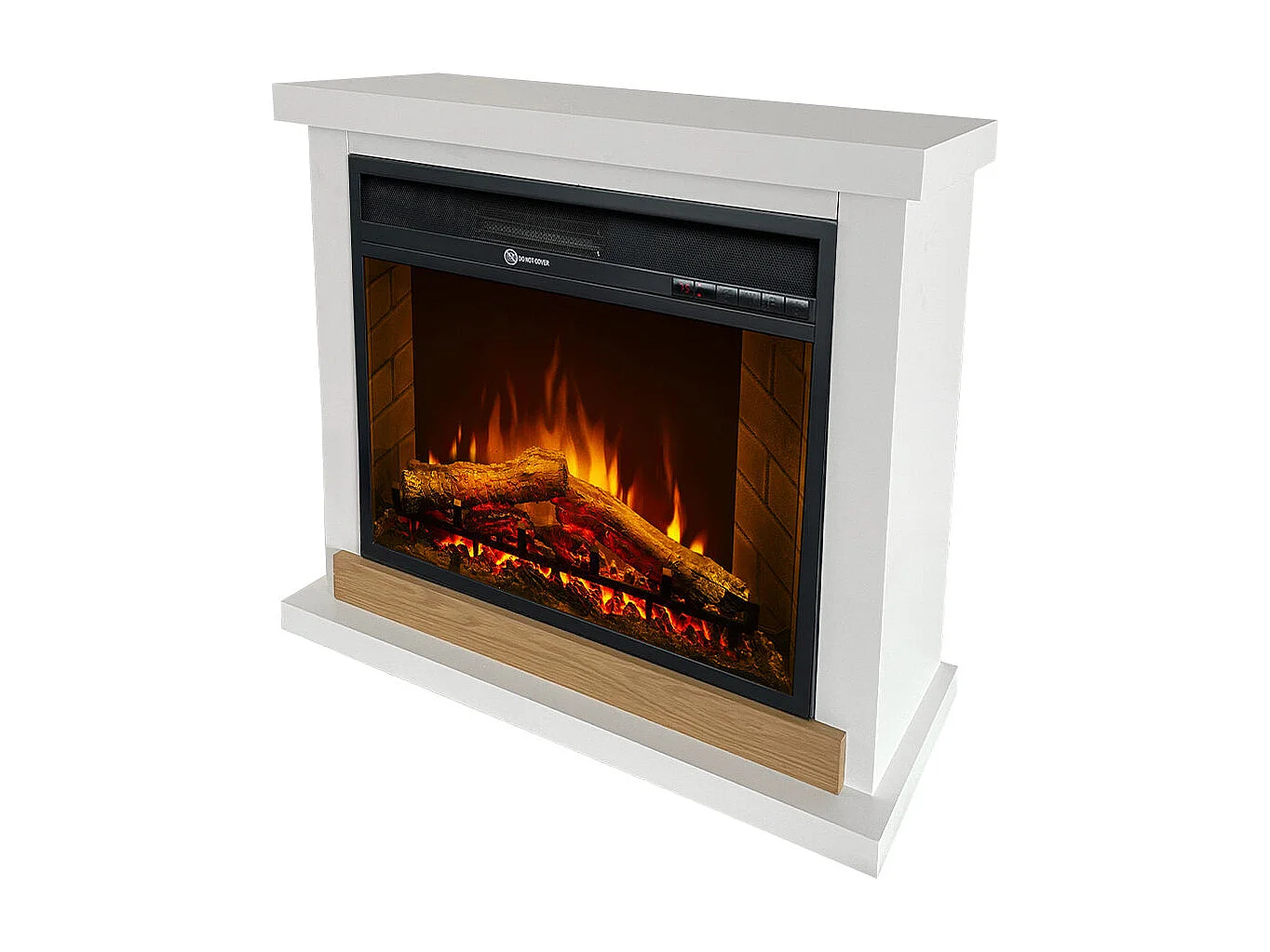 Stockholm Elektrokamin, Standkamin, Holz weiß, L75xT28xH70 cm