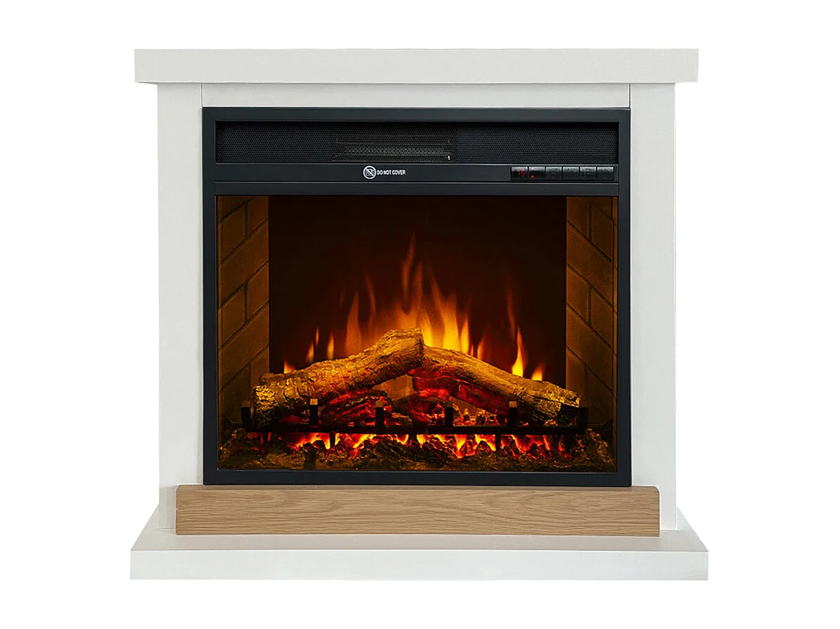 Stockholm Elektrokamin, Standkamin, Holz weiß, L75xT28xH70 cm