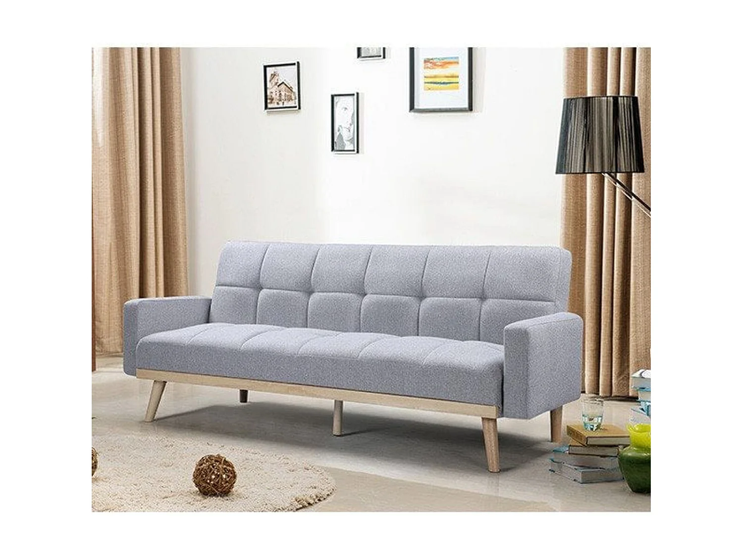 Sofá cama Toronto gris  79x206x76 cm