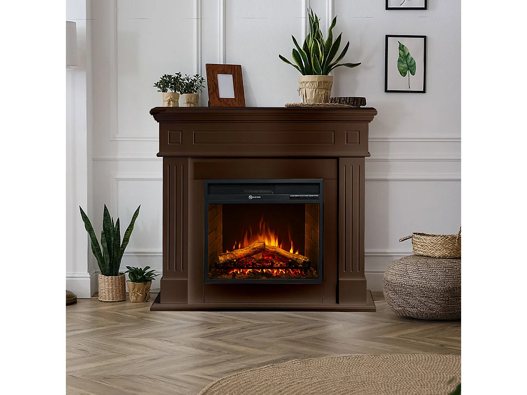 CAMBRIDGE Elektrokamin, Standkamin, Walnussholz, 110x36x100h