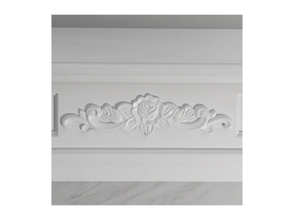 Camino elettrico caminetto da terra TRUMAN Bianco effetto marmo L121 x P38 x H108