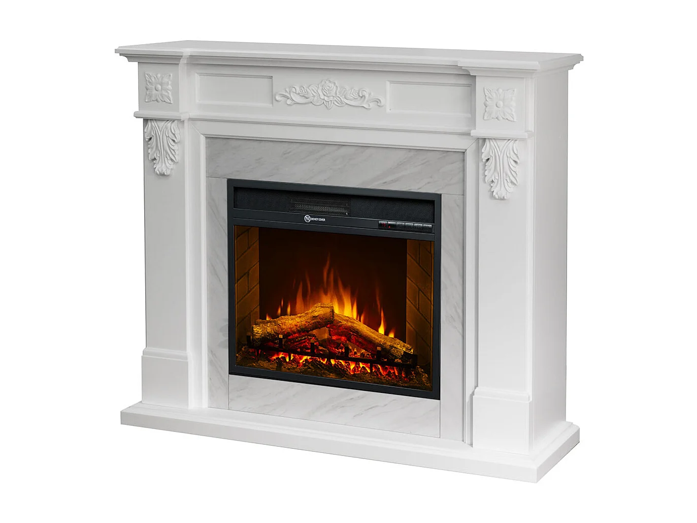 TRUMAN Elektrokamin, Standkamin, weißer Marmoreffekt, L121 x T38 x H108