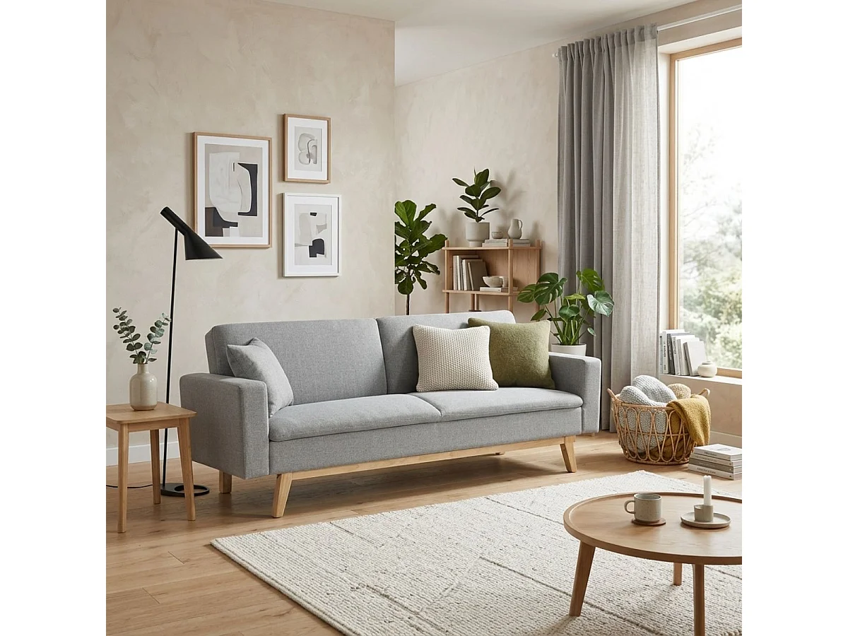 Sofá cama Indiana 2 plazas gris 84x206x74 cm
