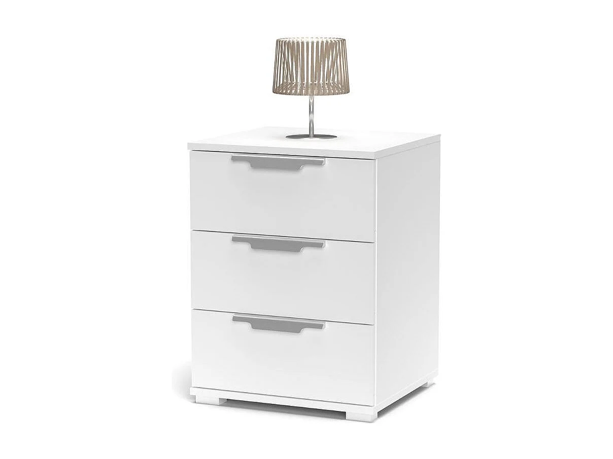 Mesita de noche Naka 3 cajones blanco 61x46x42 cm