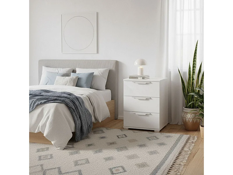 Mesita de noche Naka 3 cajones blanco 61x46x42 cm