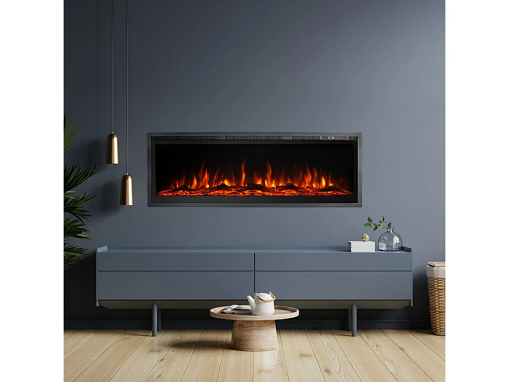 Lareira elétrica, montada na parede, frontal, lareira embutida, CHICAGO130, C127 x P14 x A45
