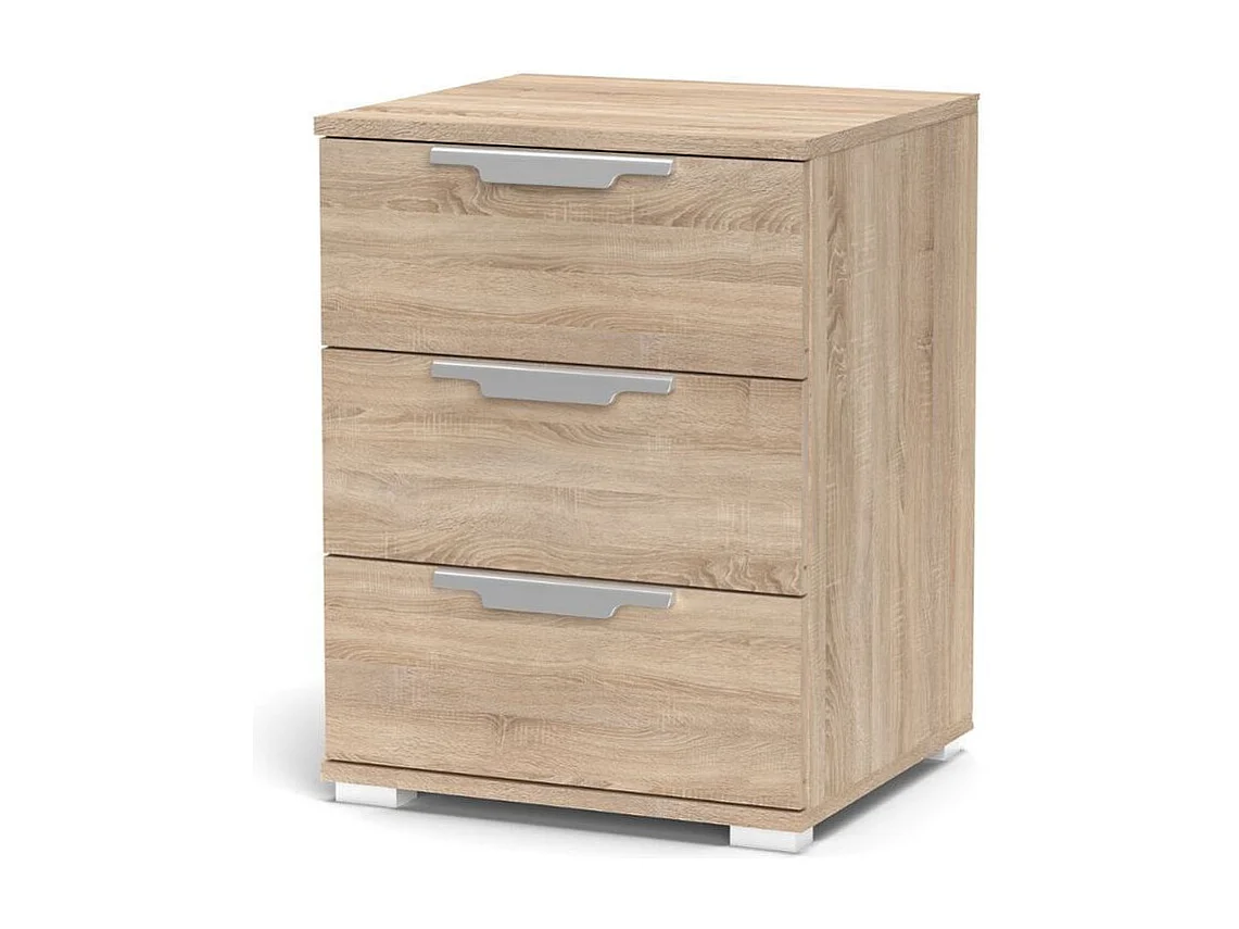 Mesita de noche Naka 3 cajones natural 61x46x42 cm