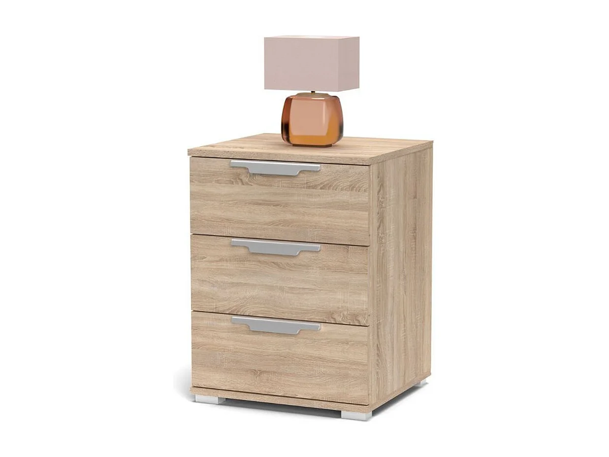 Mesita de noche Naka 3 cajones natural 61x46x42 cm