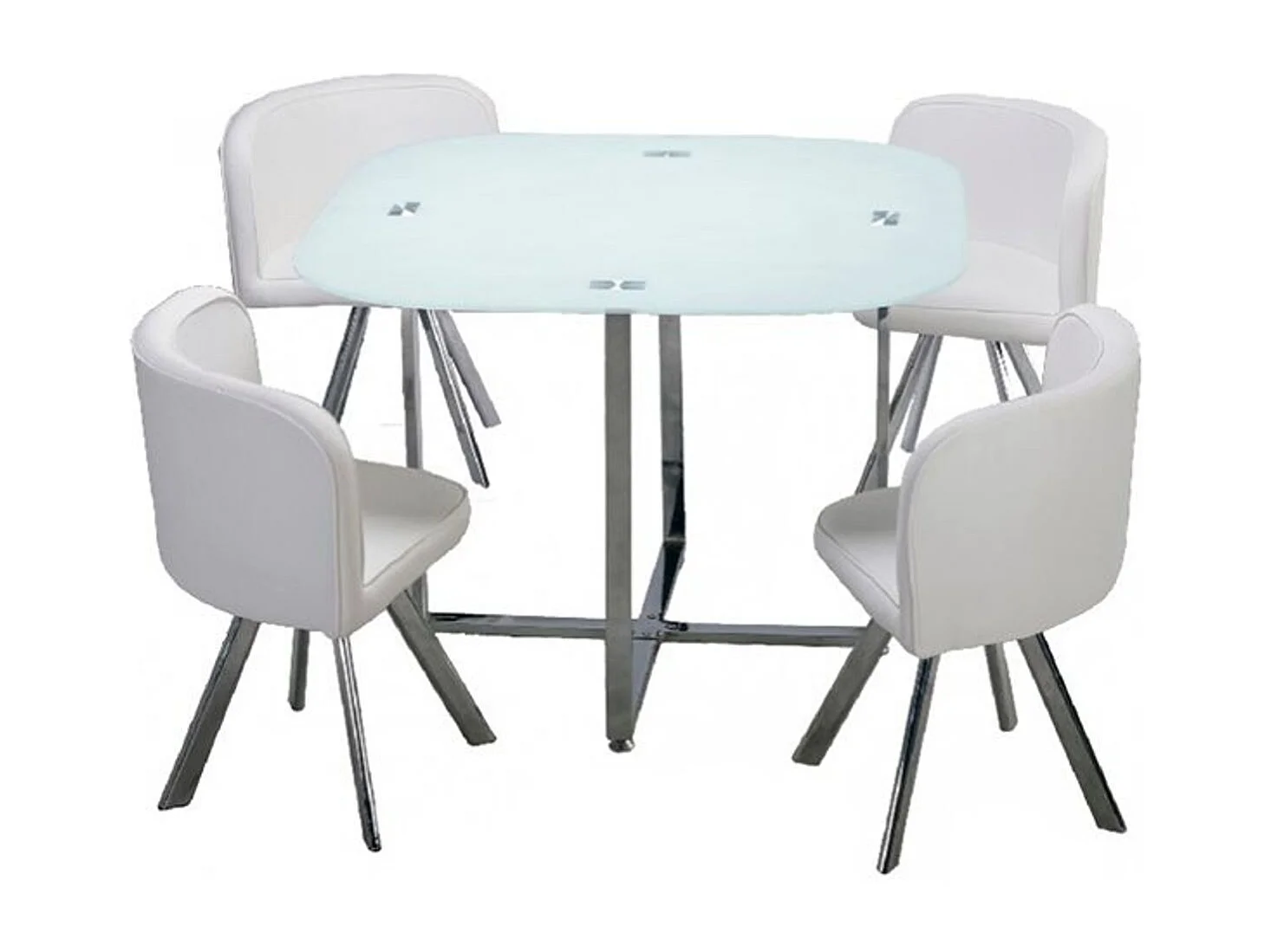 Conjunto mesa comedor fija + 4 sillas Teca blanco