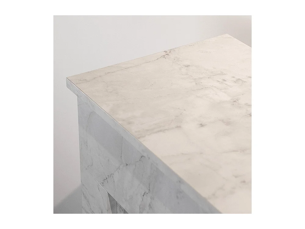 Camino elettrico caminetto da terra BELLINI in legno effetto Marmo Bianco Made in Italy L96 x P35 x H96