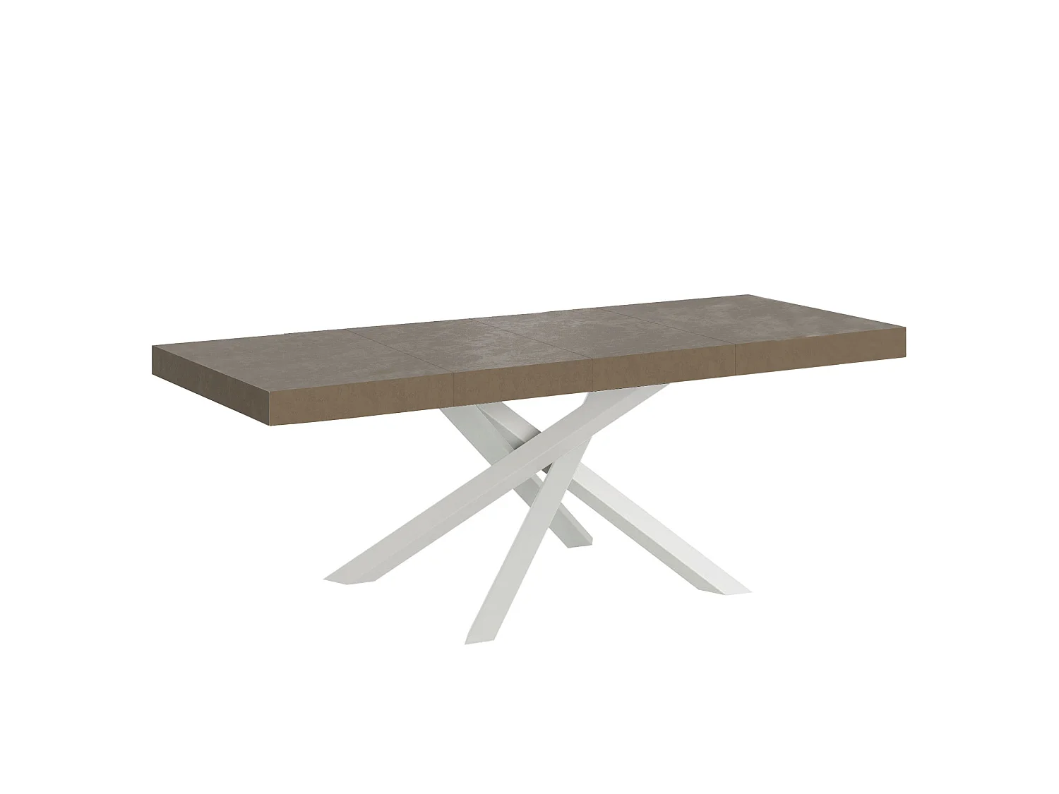 Table extensible Volantis Premium gris tourterelle 160/420x90 cm avec pieds blancs