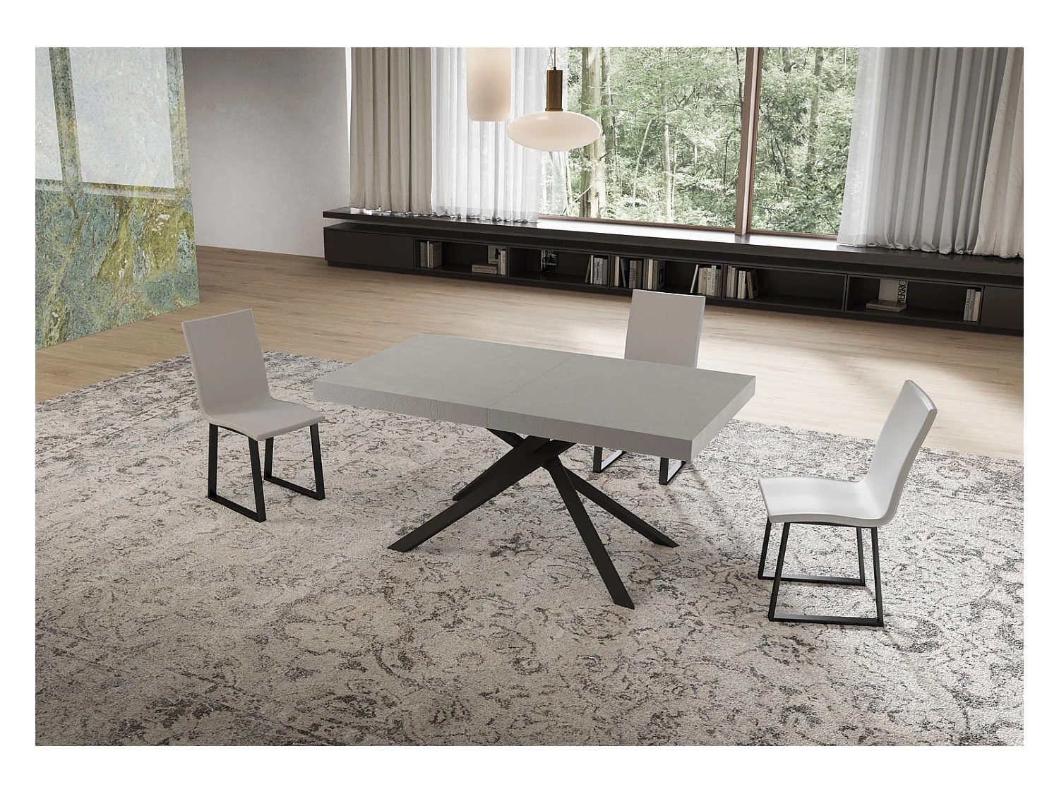 Niket Kaschmir-Ausziehtisch 160/264x90 cm mit anthrazitfarbenen Beinen