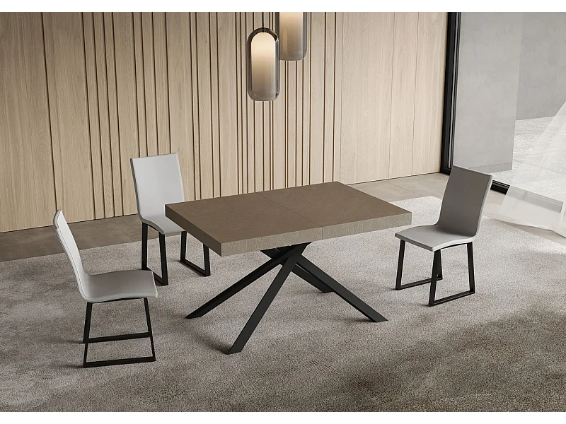 Tavolo allungabile 140/400x90 cm Niket tortora gambe antracite