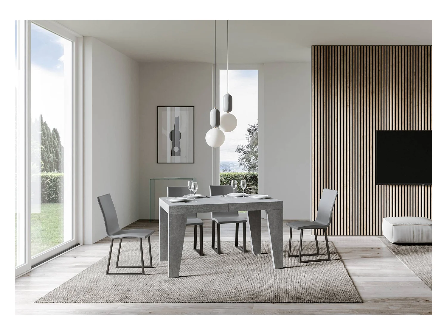 Table extensible 120/380x90 cm Naxy béton