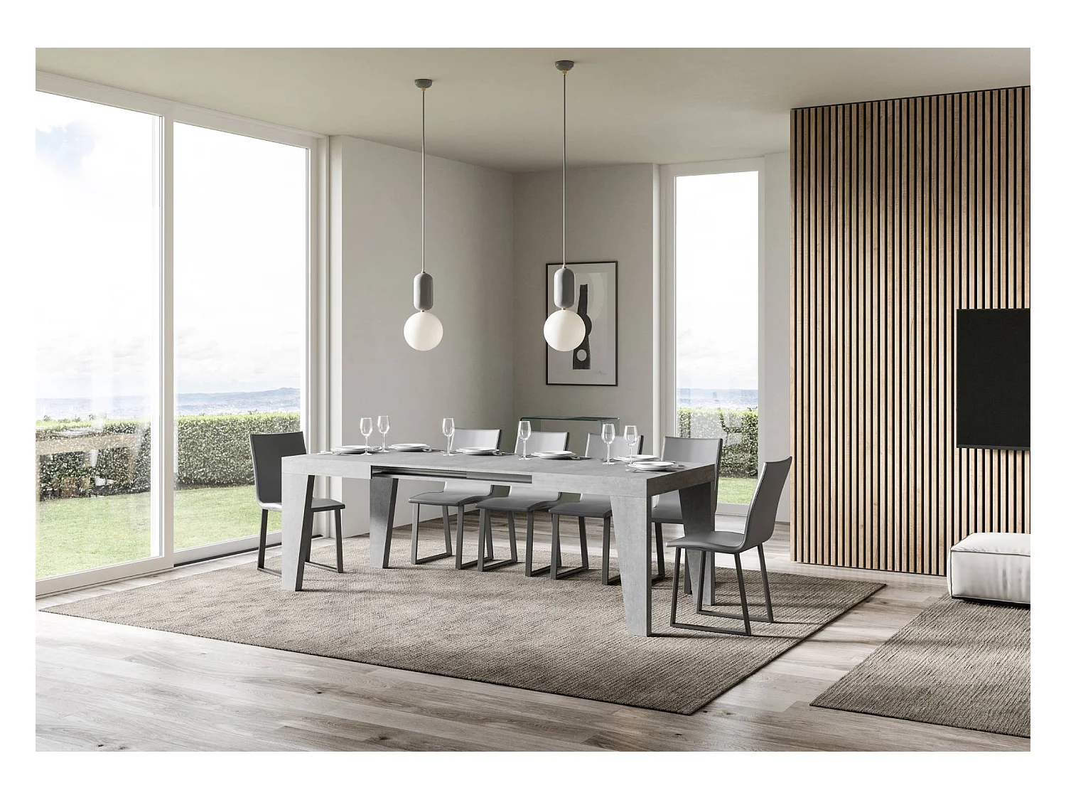 Table extensible 120/380x90 cm Naxy béton