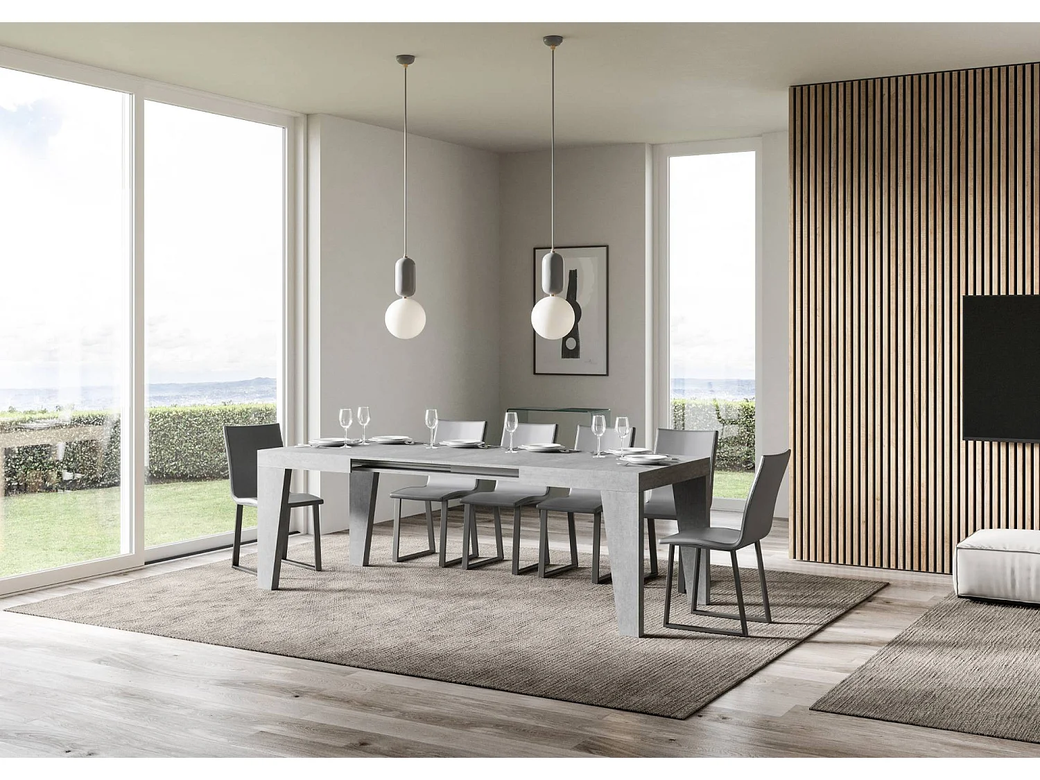 Ausziehbarer Tisch 120/380x90 cm Naxy Beton