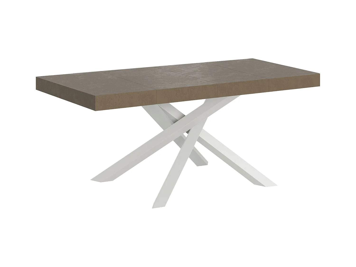 Table extensible Volantis Premium gris tourterelle 120/224x90 cm avec pieds blancs
