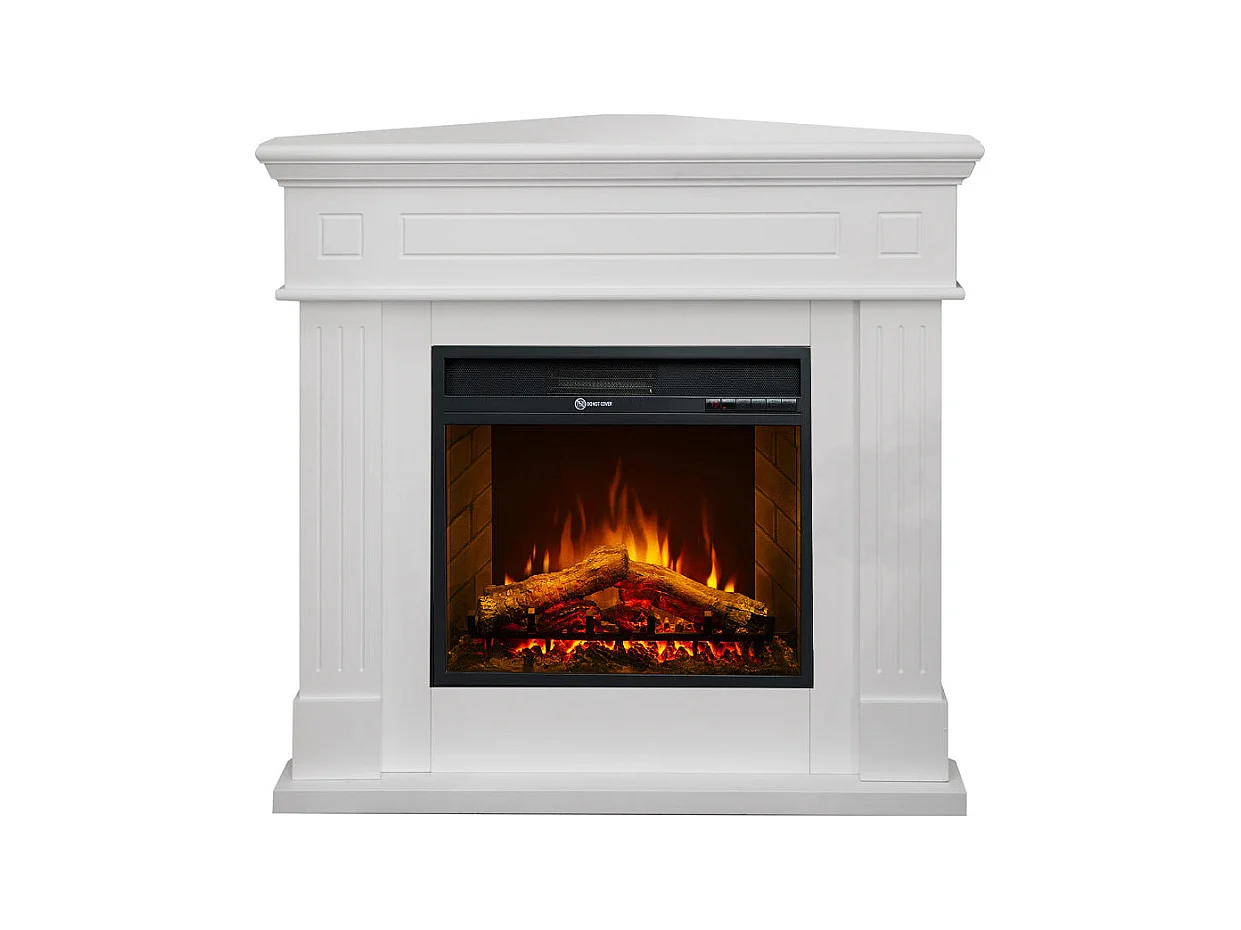 Camino elettrico caminetto da terra ad angolo FORD Bianco L110 x P63 x H102