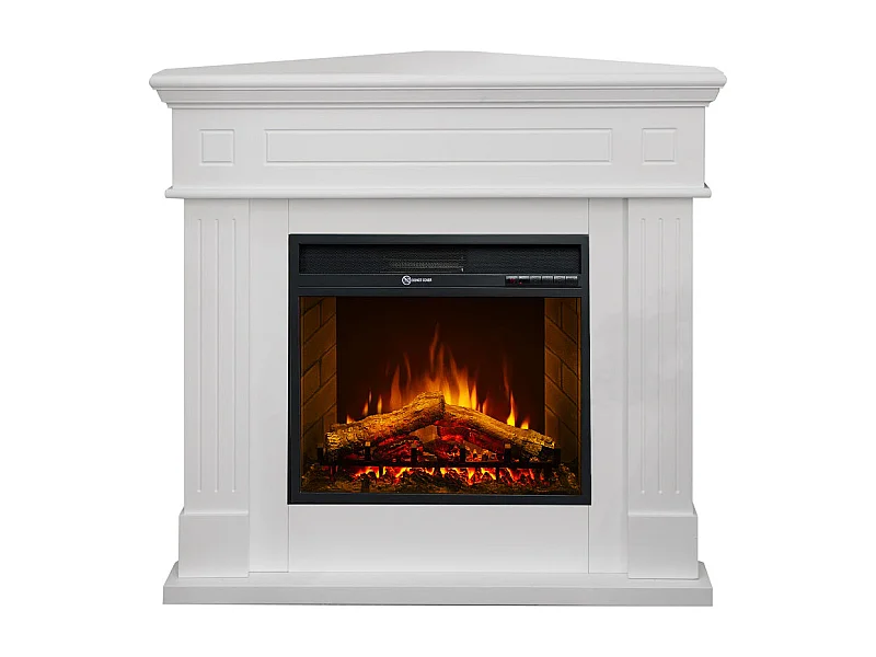 Cheminée électrique d'angle blanche FORD sur pied L110 x P63 x H102