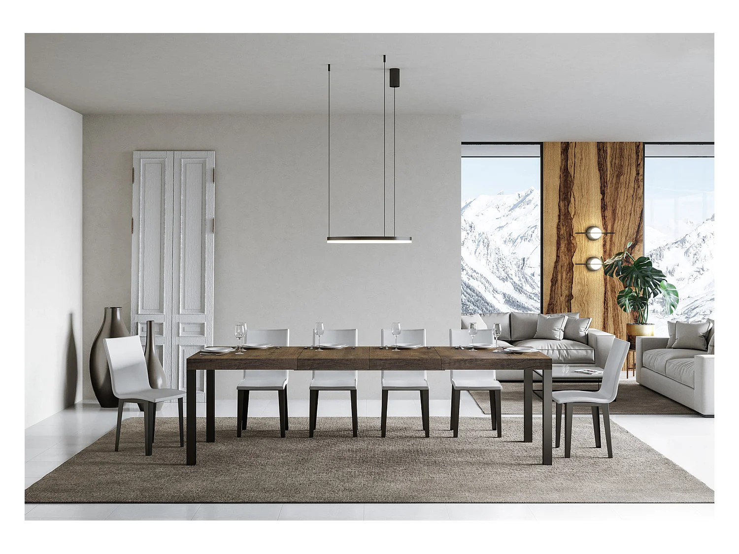 Ausziehtisch 120/380x90 cm Everyday Premium Walnuss Beine anthrazit