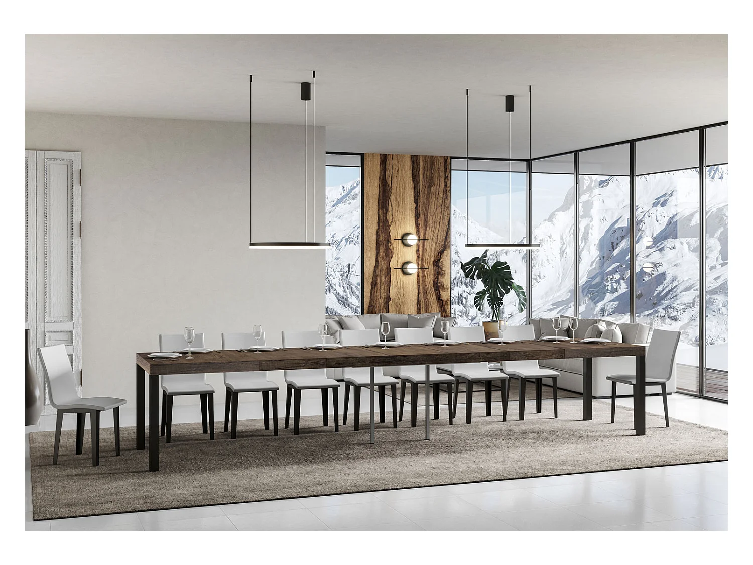 Ausziehtisch 120/380x90 cm Everyday Premium Walnuss Beine anthrazit