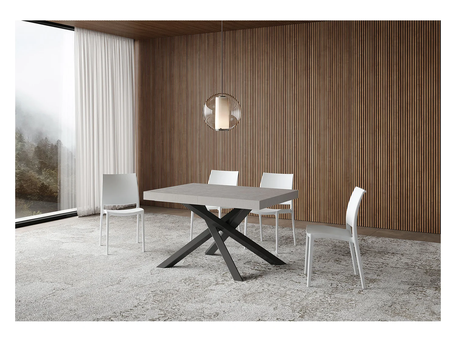 Table extensible 120/380x90 cm Volantis Premium pieds cachemire anthracite