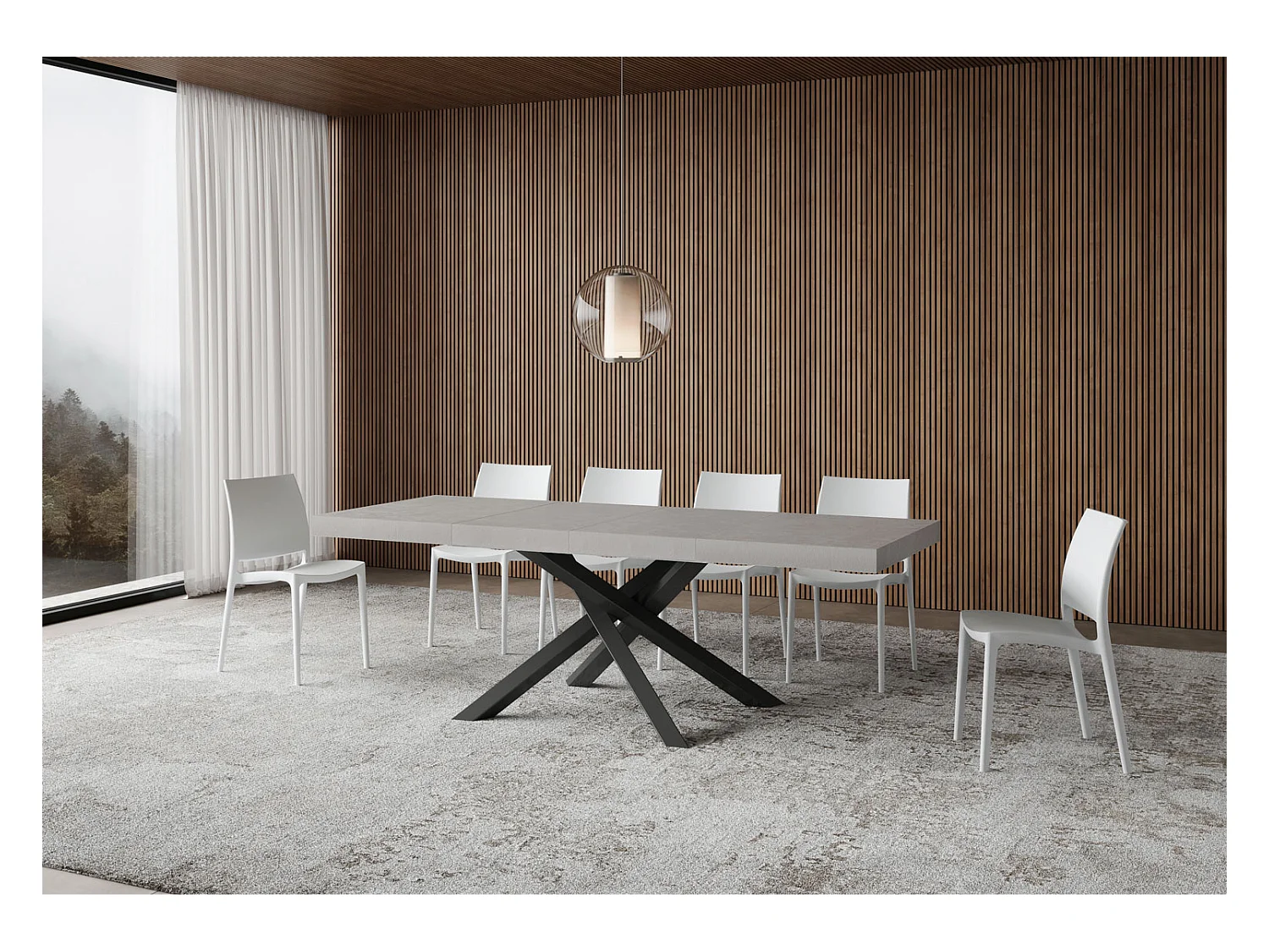 Table extensible 120/380x90 cm Volantis Premium pieds cachemire anthracite