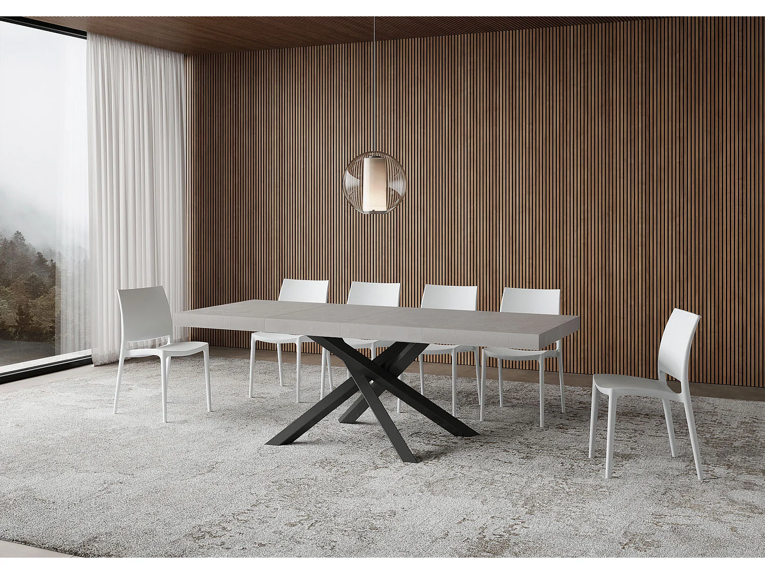 Tavolo allungabile 120/380x90 cm Volantis Premium cashmere gambe antracite