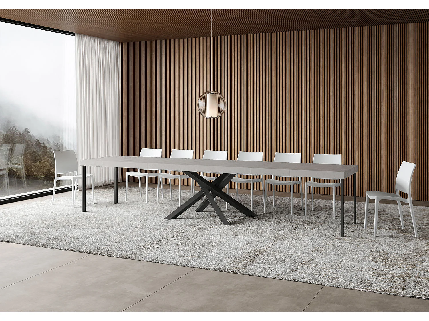 Tavolo allungabile 120/380x90 cm Volantis Premium cashmere gambe antracite