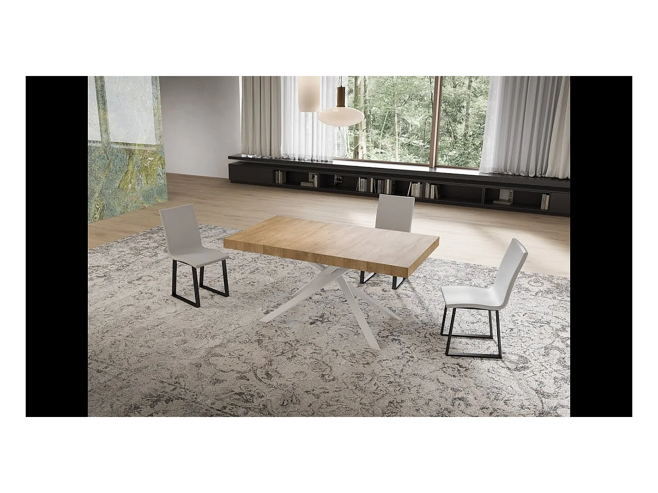 Table extensible Niket en cachemire 160/244x80 cm avec pieds blancs