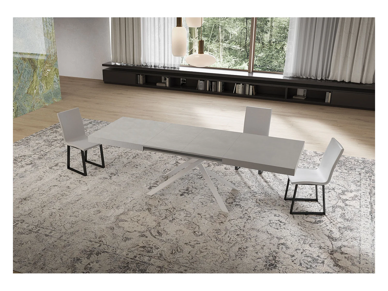 Niket Kaschmir-Ausziehtisch 160/244x80 cm mit weißen Beinen