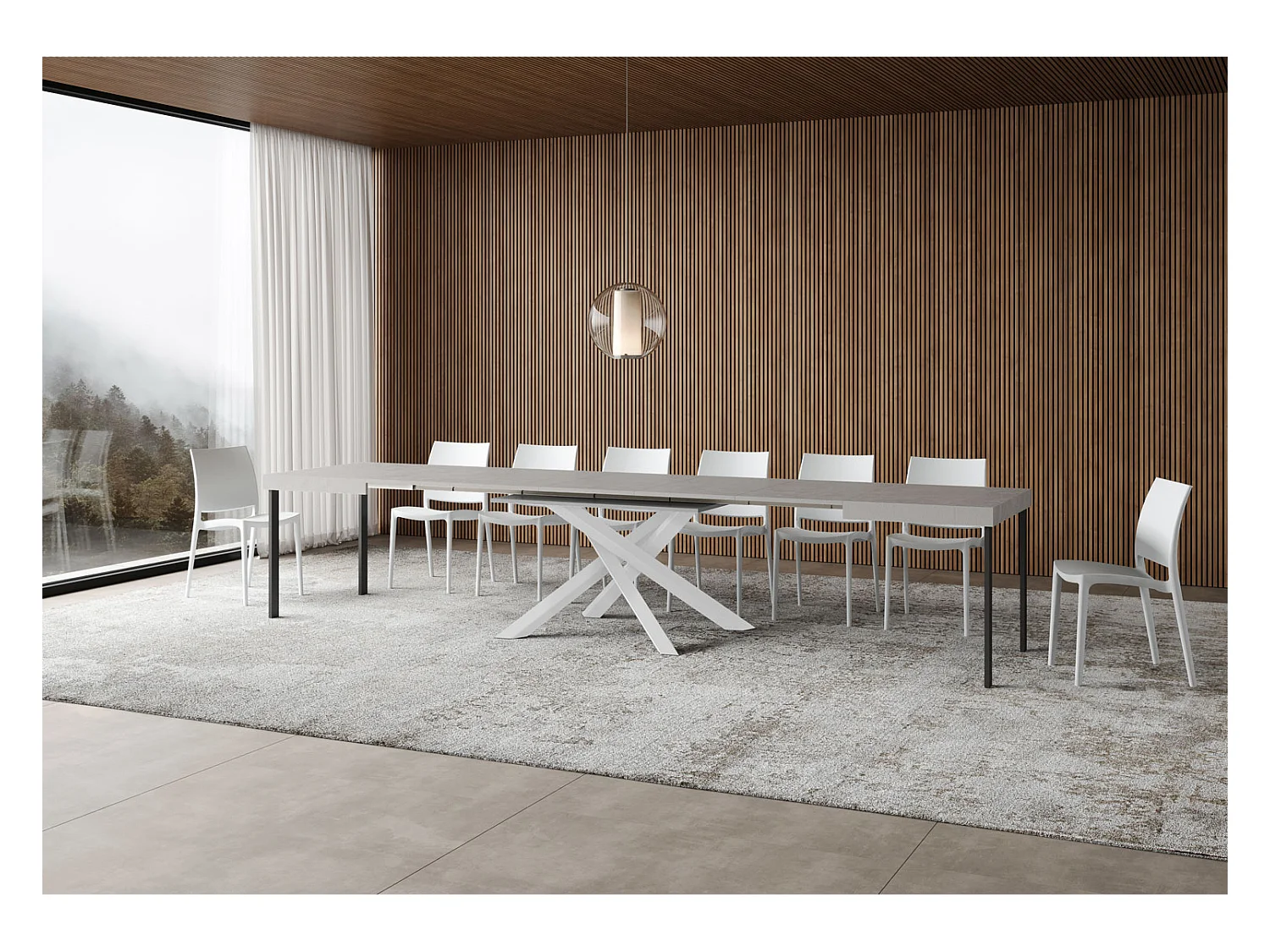 Table extensible Volantis Cashmere 140/400x90 cm avec pieds blancs