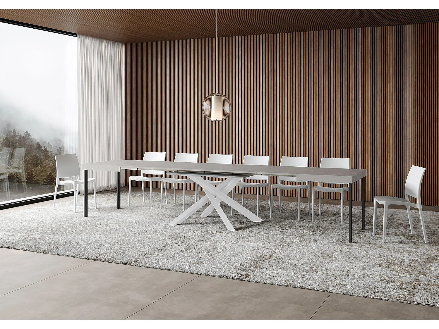 Tavolo allungabile 140/400x90 cm Volantis cashmere gambe bianche