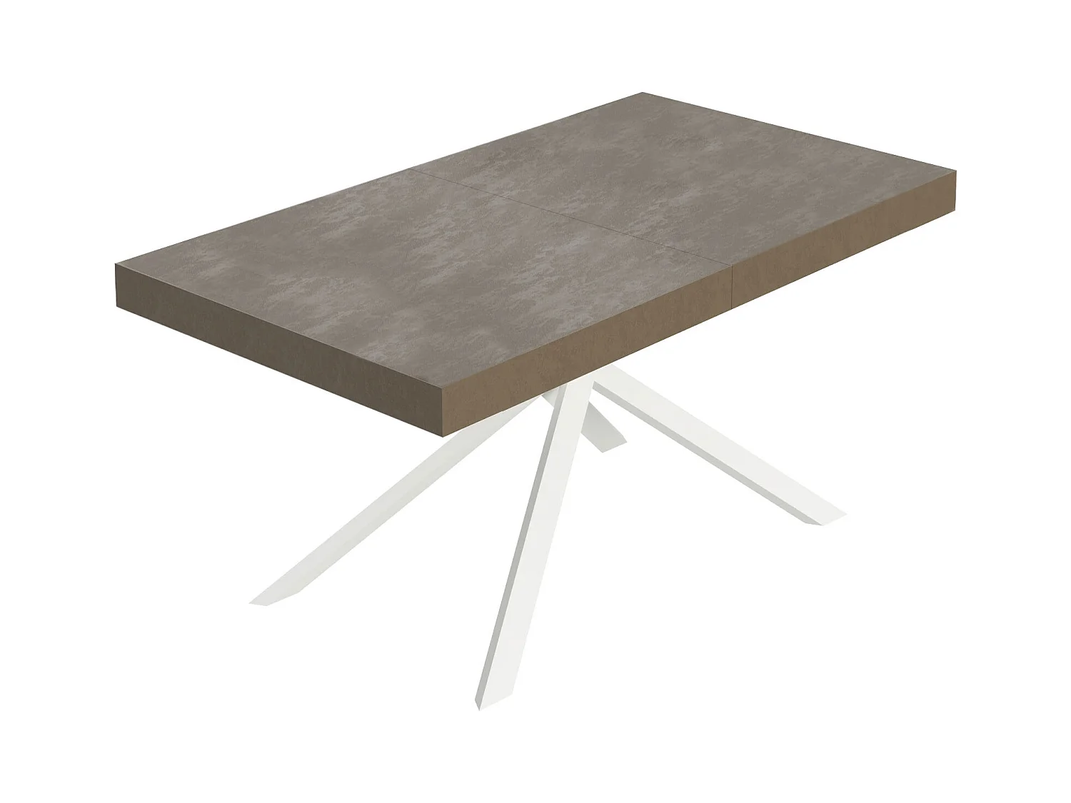 Table extensible Niket gris tourterelle 160/264x90 cm avec pieds blancs