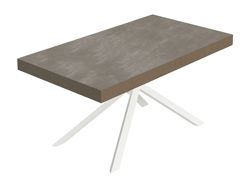 Tavolo allungabile 160/264x90 cm Niket tortora gambe bianche