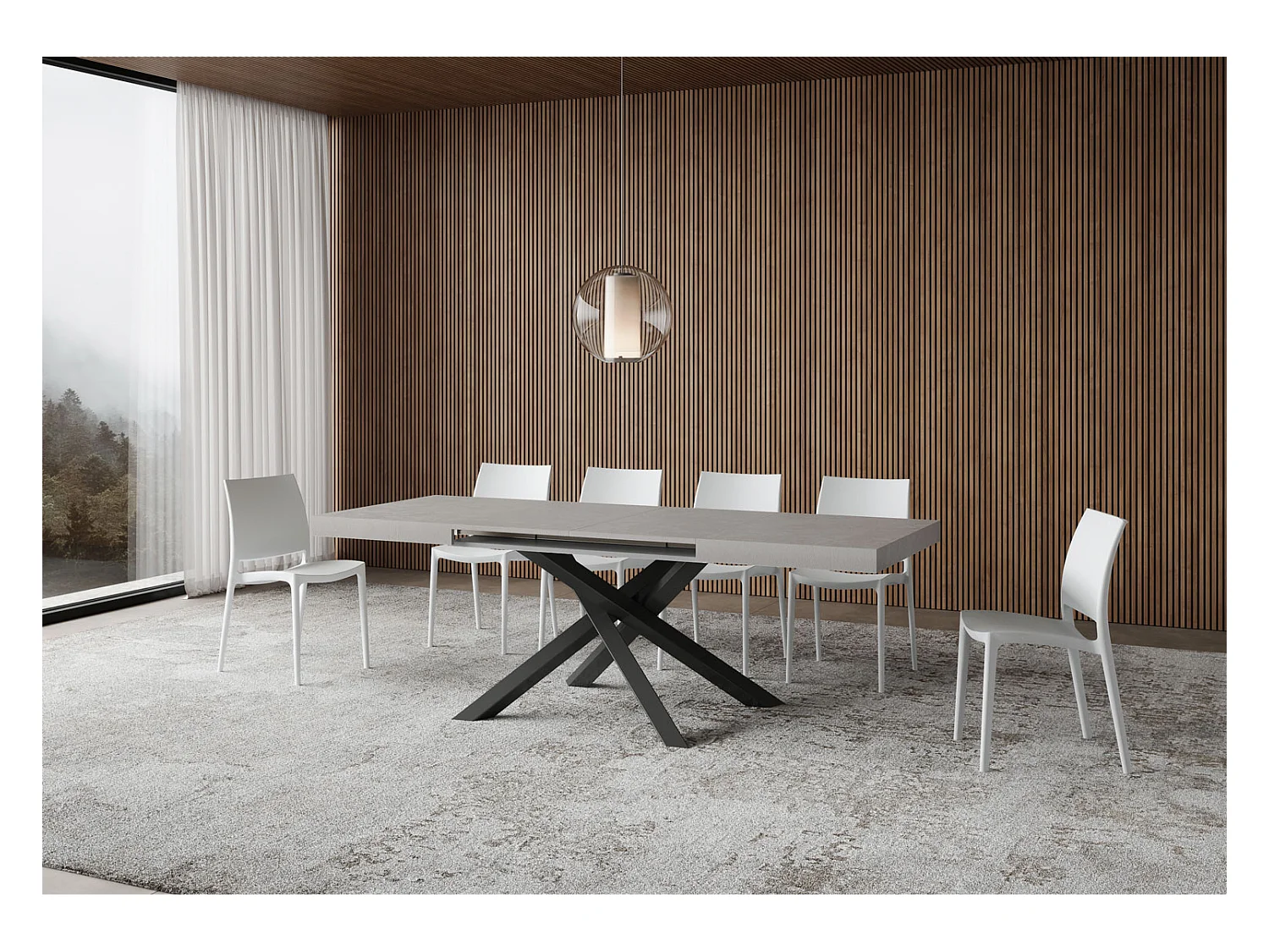 Mesa extensible 120/380x90 cm Volantis patas antracita cachemir