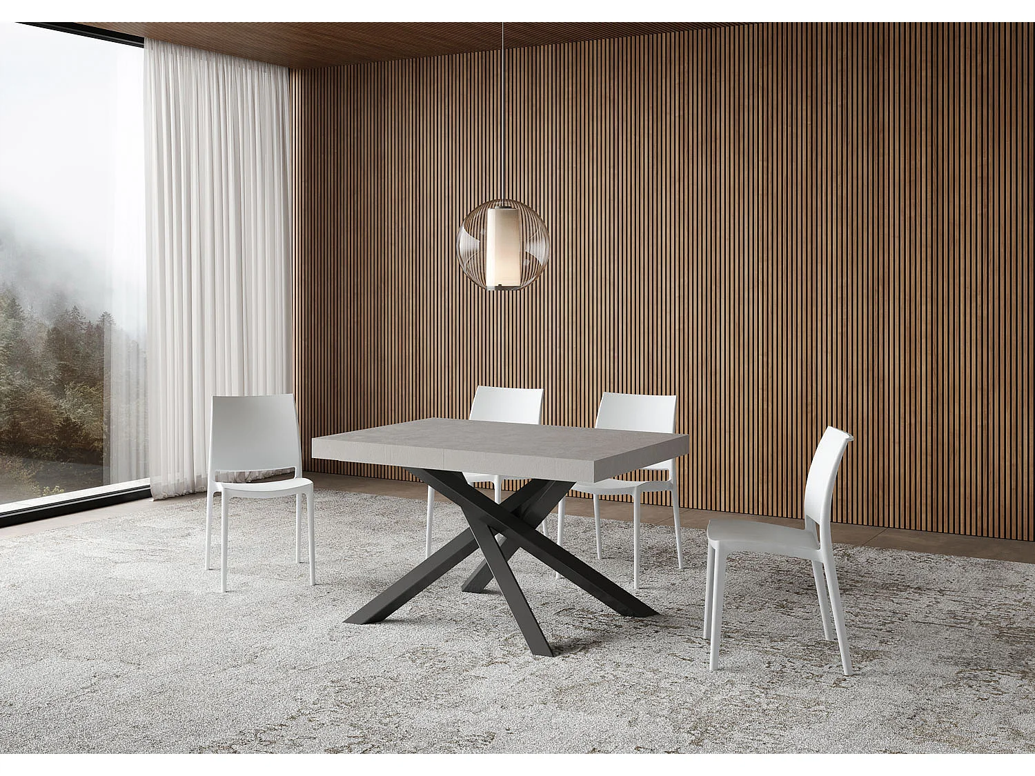Tavolo allungabile 120/380x90 cm Volantis cashmere gambe antracite
