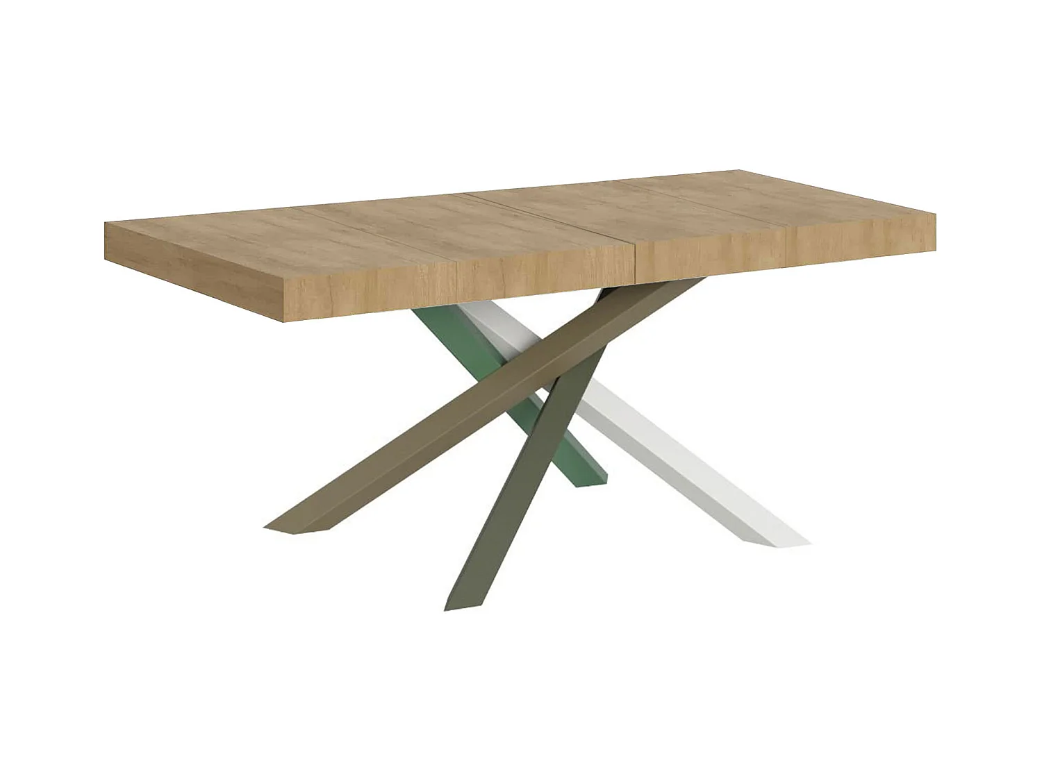 Uitschuifbare tafel 120/380x90 cm Volantis Premium naturel eiken multikleurige poten 4/A