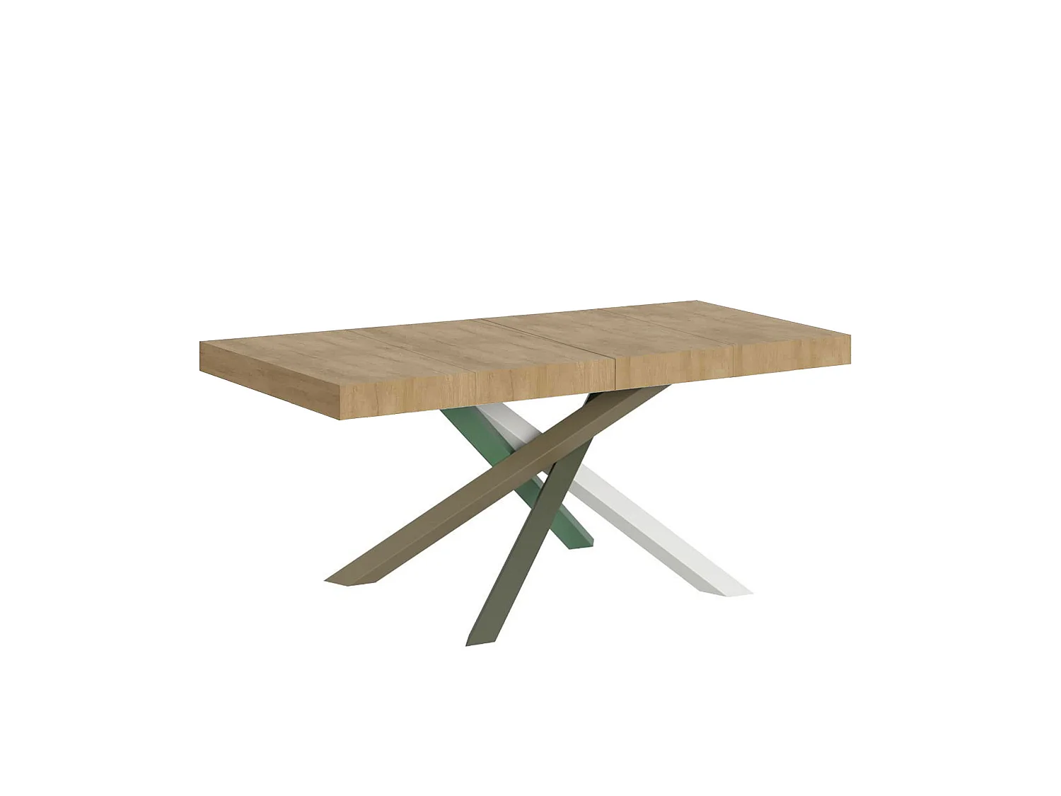 Uitschuifbare tafel 120/380x90 cm Volantis Premium naturel eiken multikleurige poten 4/A