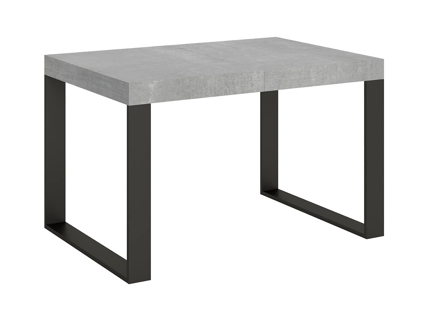 Ausziehbarer Tisch 120/380x90 cm Tecno Premium Beton mit anthrazitfarbenen Beinen