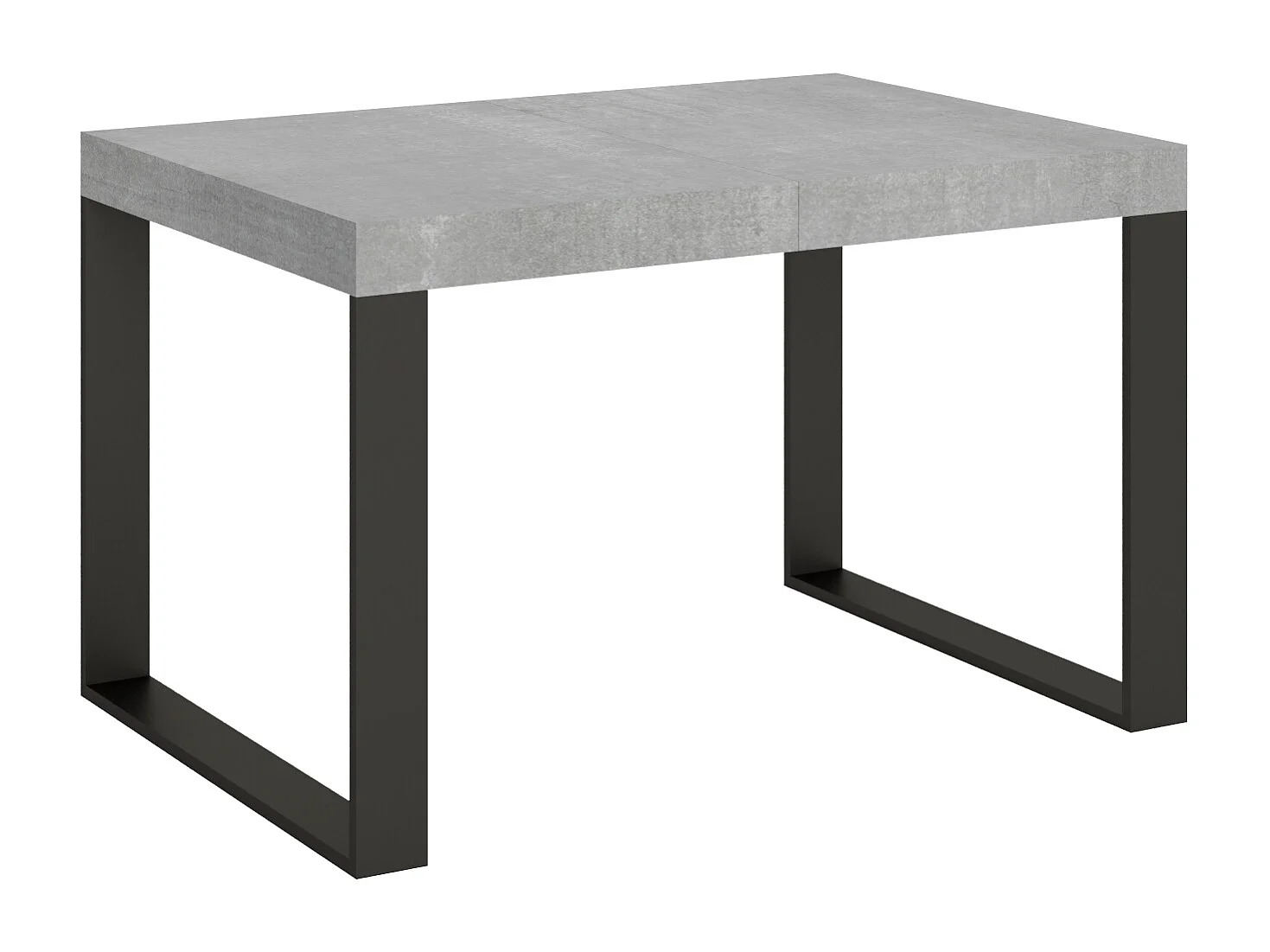 Table extensible 120/380x90 cm Tecno Premium béton avec pieds anthracite