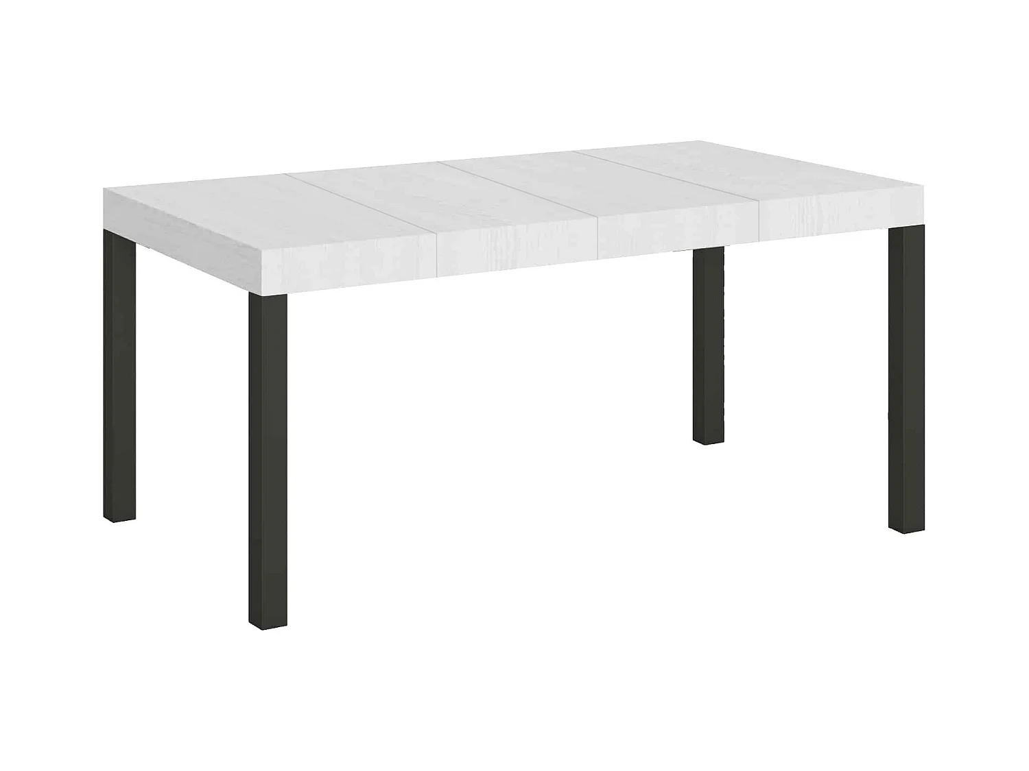 Table extensible Everyday Premium 120/380x90 cm, frêne blanc, pieds anthracite