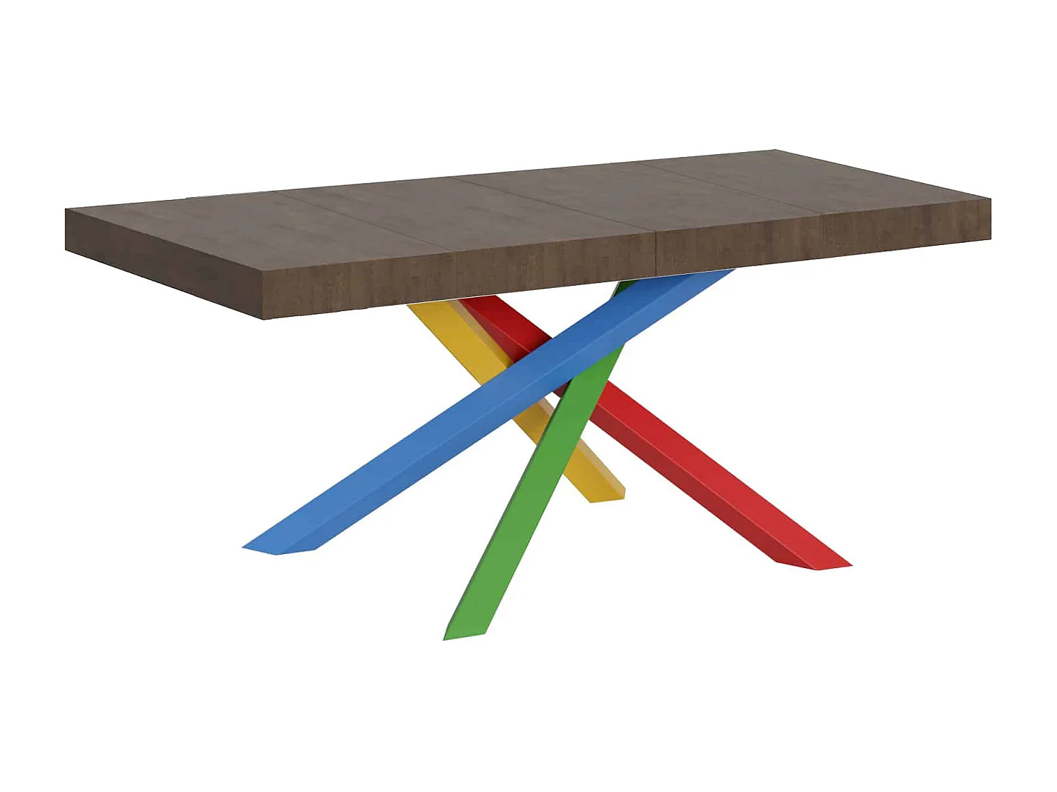 Table extensible 120/380x90 cm Volantis Premium pieds multicolores en noyer 4/B