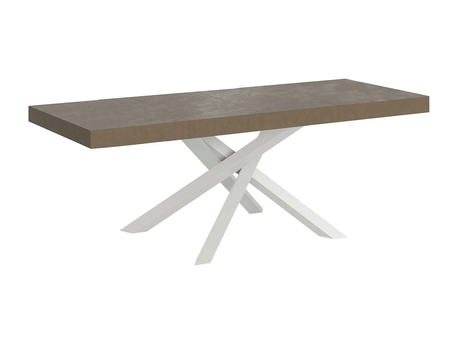 Mesa extensible Volantis Premium gris paloma 180/440x90 cm con patas blancas