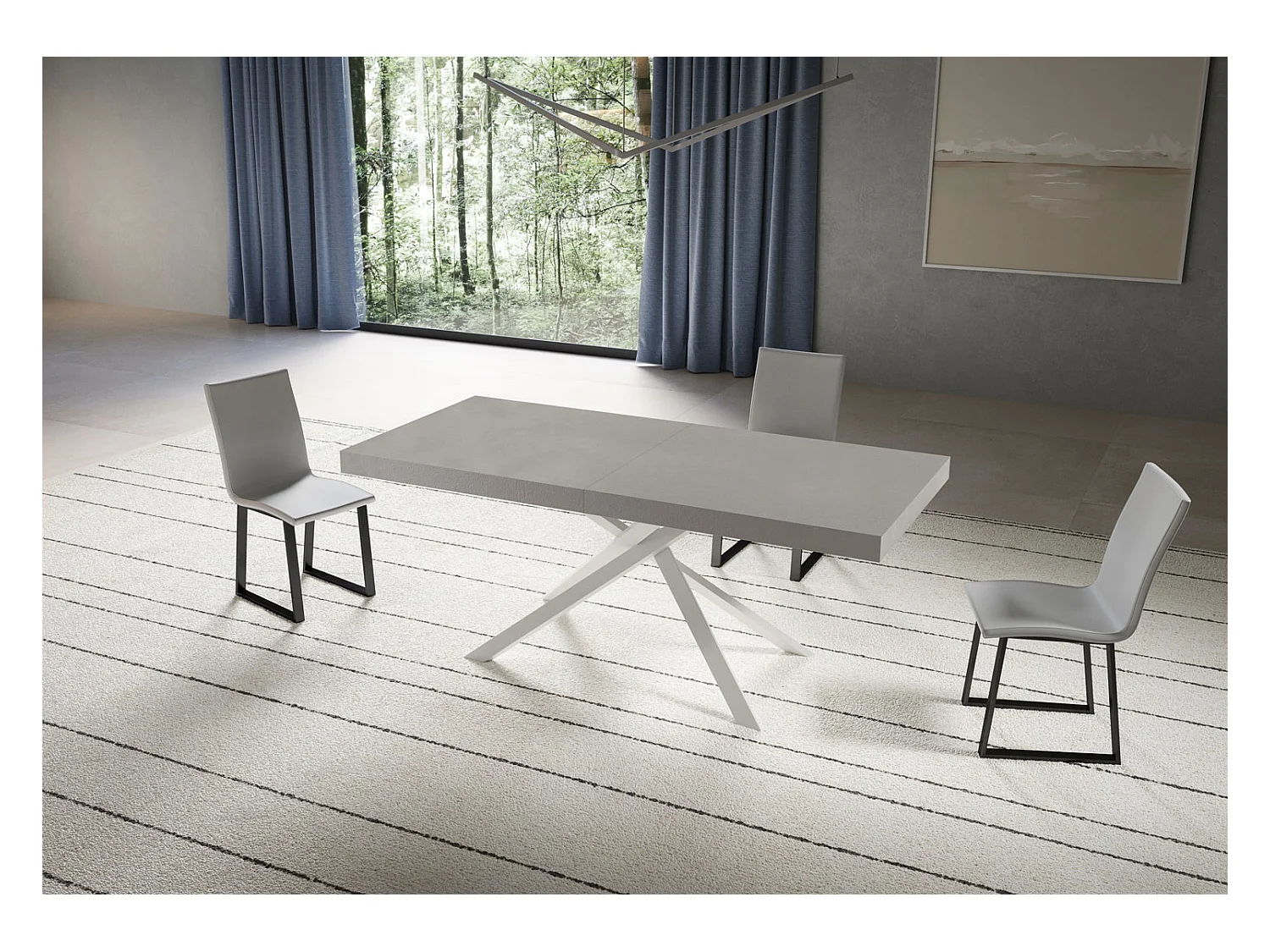 Niket Kaschmir Ausziehtisch 180/440x90 cm mit weißen Beinen