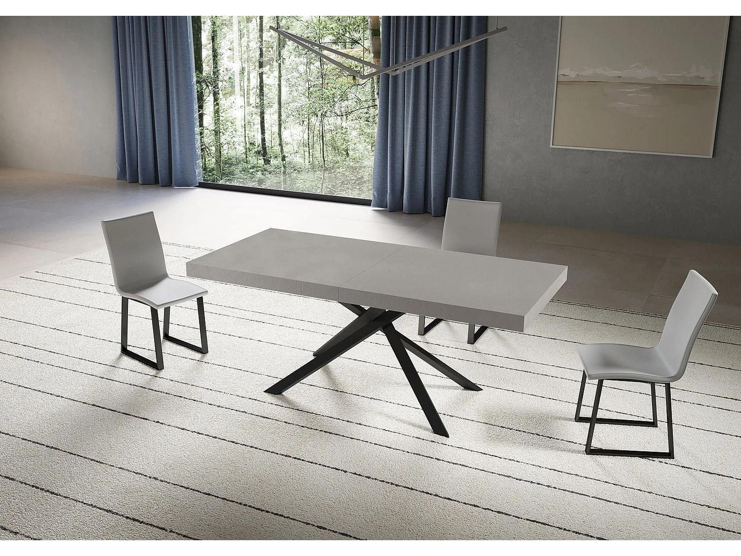 Niket Kaschmir Ausziehtisch 180/284x90 cm mit anthrazitfarbenen Beinen