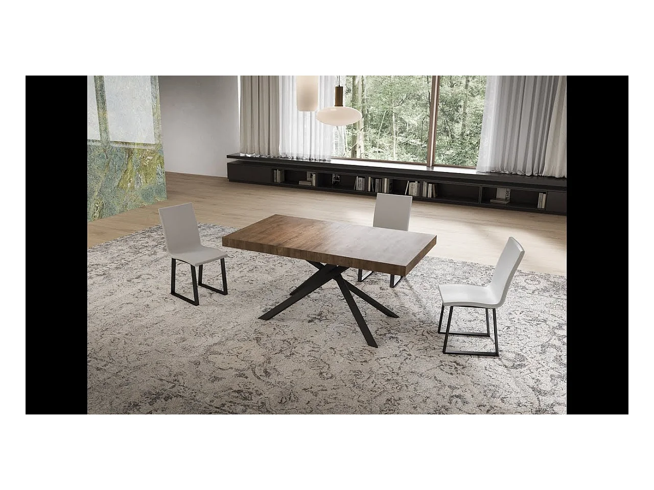 Table extensible Niket Cashmere 140/224x80 cm avec pieds anthracite