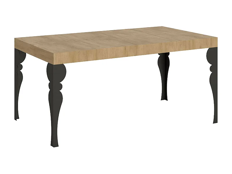 Table extensible Paxon Premium 120/380x90 cm chêne naturel avec pieds anthracite